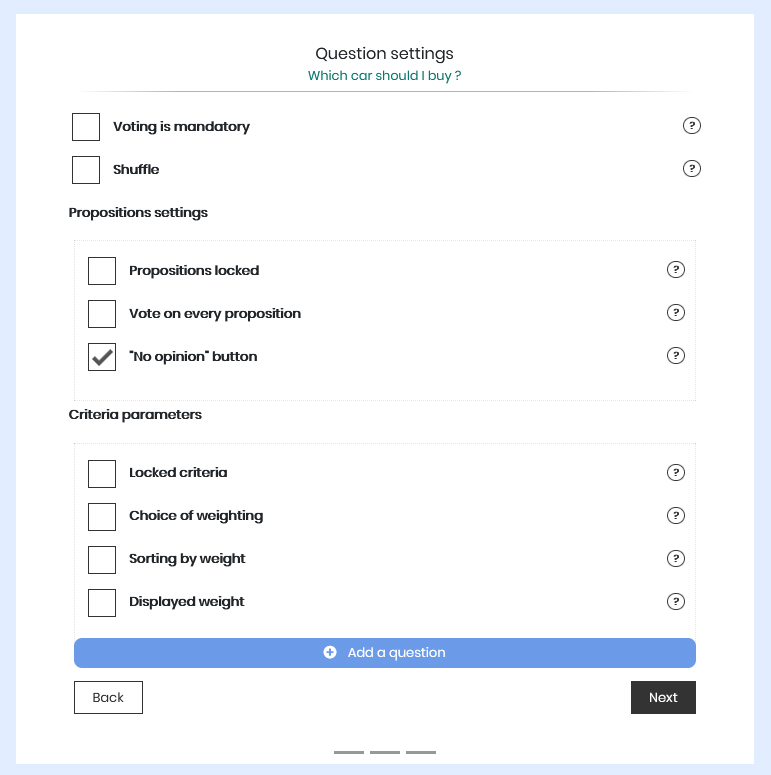 Create a Qwiid -Decision matrix settings