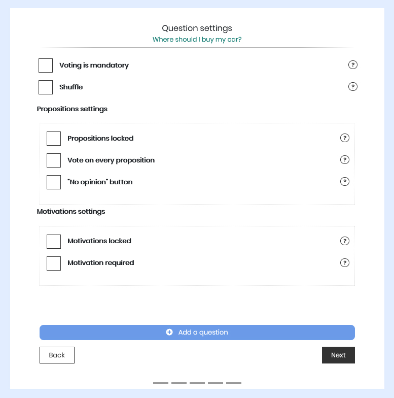 Create a Qwiid - Open question settings