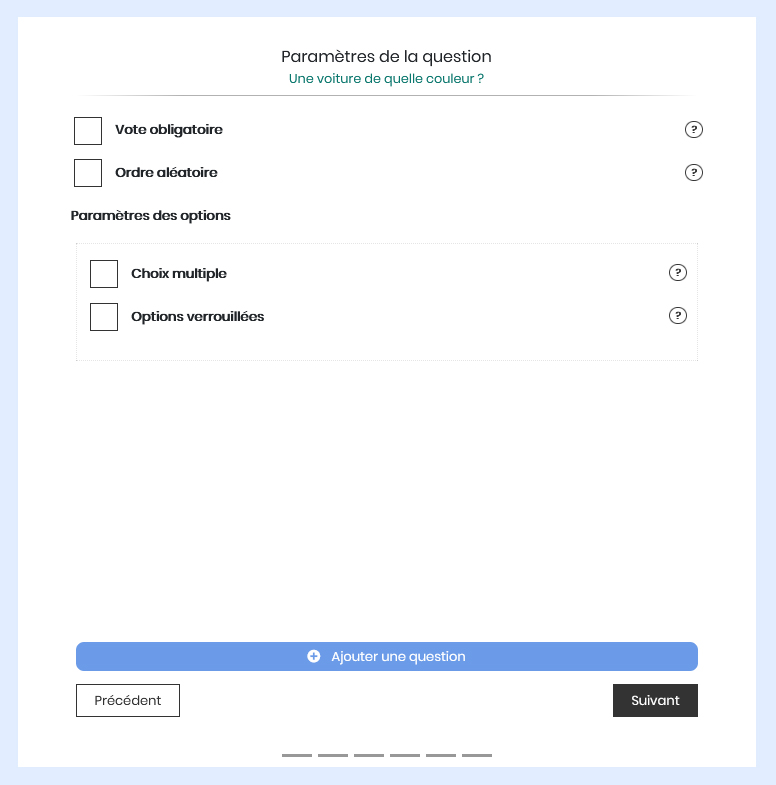 Création d'un Qwiid - Paramètres du sondage