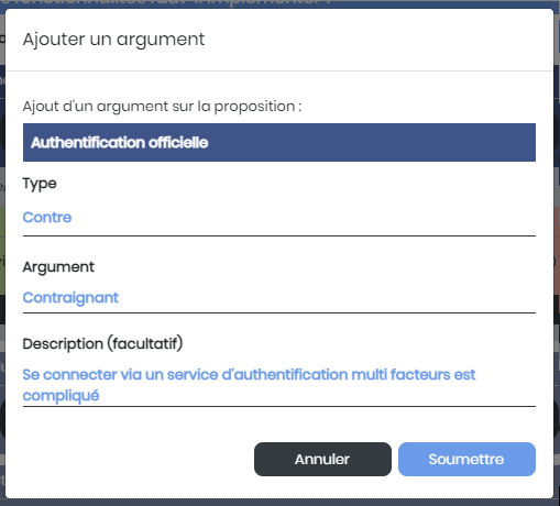 Participation à un Qwiid - Ajouter un argument