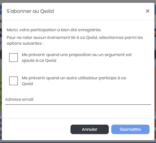 Participation à un Qwiid - Abonnement