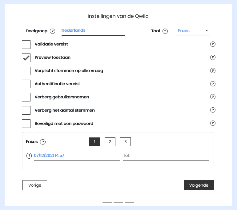 Een Qwiid maken - Algemene instellingen