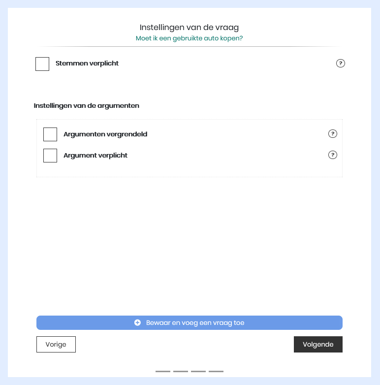 Een Qwiid maken - Gesloten vraag parameters