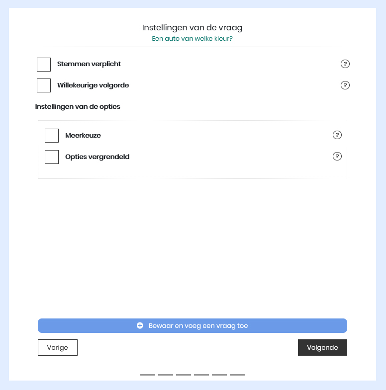 Een Qwiid maken - parameters van de peiling