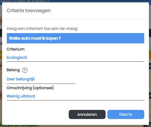 Deelname aan een Qwiid - Criteria toevoegen